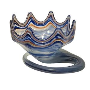 Murano Large Blown Glass Swirl Bowl